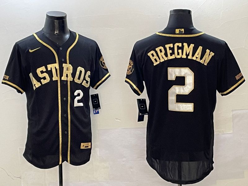 Men Houston Astros #2 Bregman Black Gold Elite 2025 Nike MLB Jersey style 6